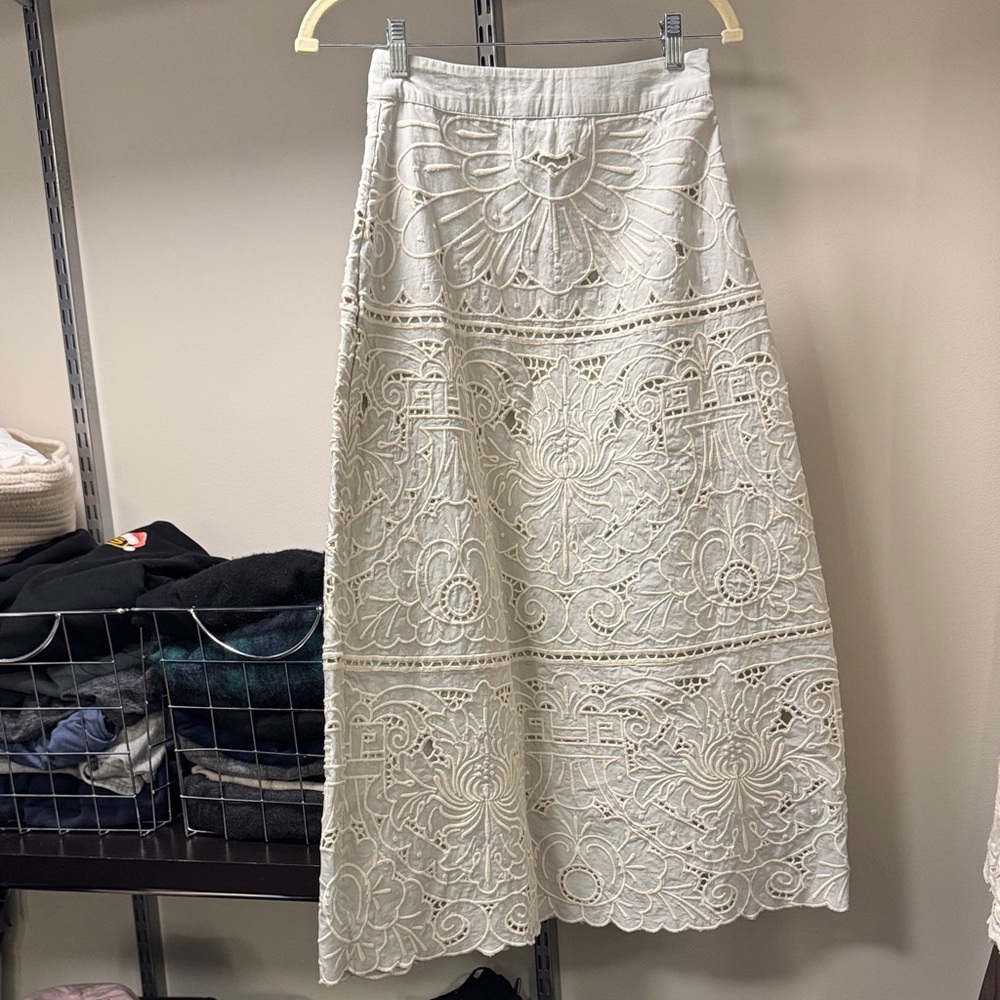 Sea New York Blue/Cream Lace Midi Skirt